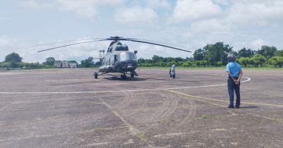 Expatriates-tourists waiting for flight at Shamshernagar airport