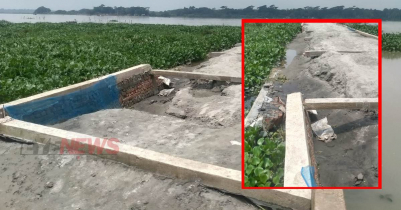 চালুর আগেই ধ্বসে পড়ছে ১৭ লাখ টাকা ব্যয়ে নির্মাণাধীন রাস্তা!