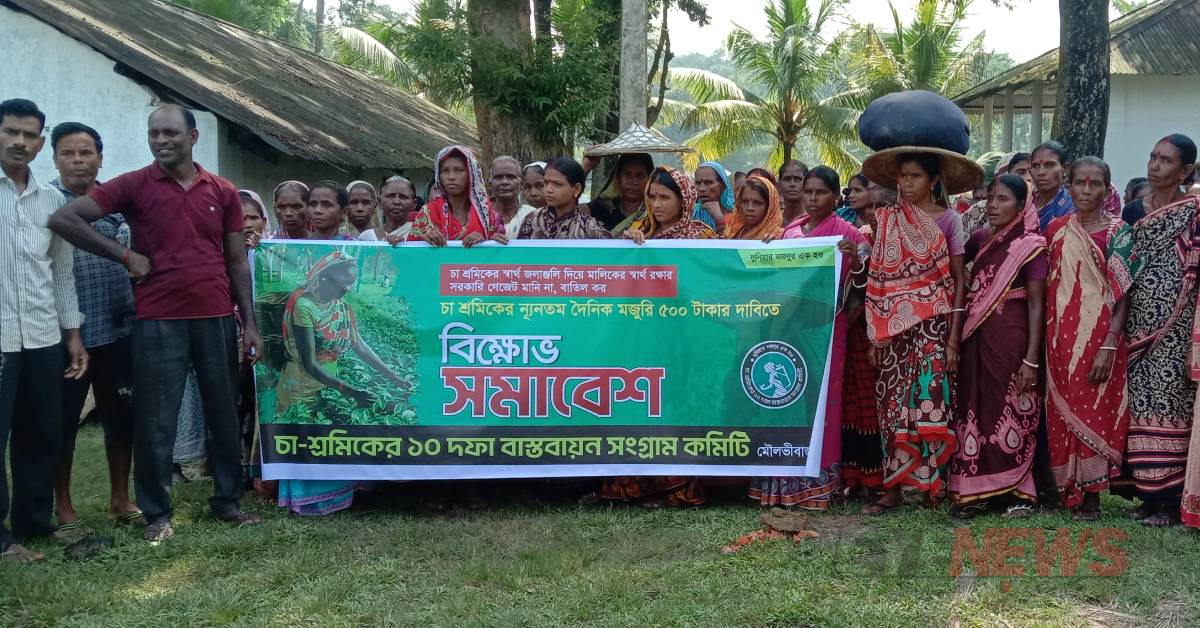 গেজেট বাতিলের দাবিতে চা শ্রমিকদের বিক্ষোভ সমাবেশ। ছবি- আই নিউজ