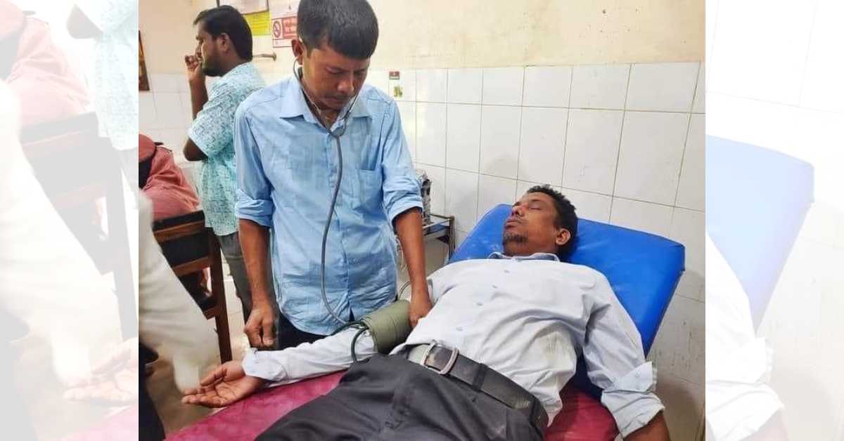 হাসপাতালে চিকিৎসা নিচ্ছেন হা*মলার শিকার শিক্ষক। ছবি- আই নিউজ